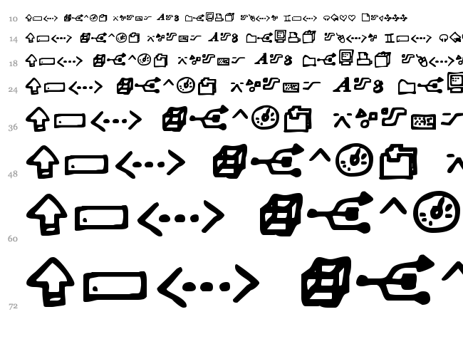 Dot Com font waterfall